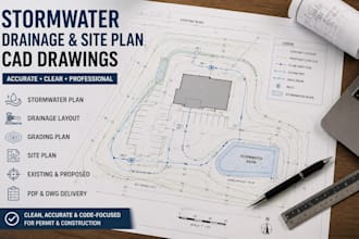 stormwater, grading, drainage site plan cad drawings