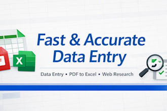do fast and accurate data entry, copy paste, PDF to excel, and ai assisted