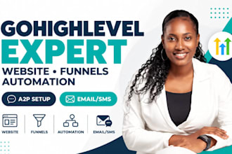 do gohighlevel website, sales funnel ghl email marketing, automation  a2p setup