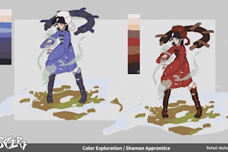 make a 2d anime character design sheet