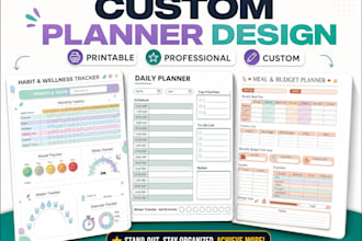design a custom printable planner, journal or tracker