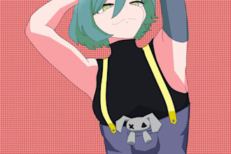 halfbody anime style illustrations