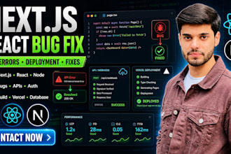 fix nextjs react bugs API errors and vercel deployment issues