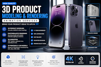 create 3d product animation video, 3d product rendering, 3d product modeling