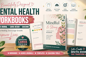 create mental health workbooks guided journal canva workbook design coaching