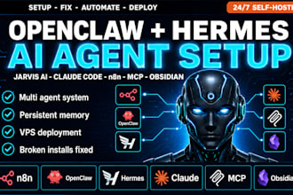 setup jarvis ai multi agent openclaw hermes agent claude code n8n obsidian vps