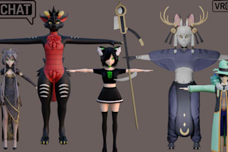 create custom vrchat avatar, anime furry 3d character and vtuber model