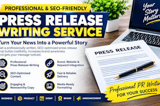 write a professional SEO press release for your business or brand