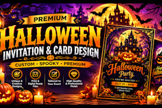 design personalized halloween etsy pod, etsy party invitations greeting cards