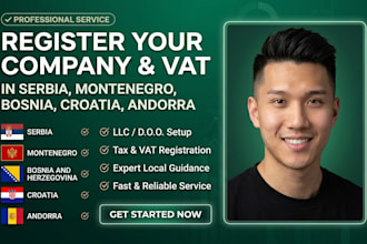 register your company and vat in serbia, montenegro, bosnia, croatia, andorra