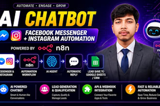 build ai chatbot for facebook messenger and instagram using n8n