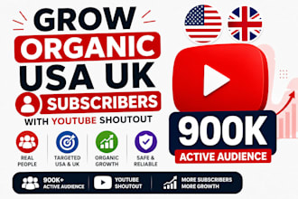 grow organic USA UK subscribers with youtub shoutout to 900k active audience