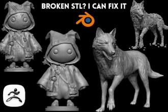 do 3d model modify, 3d sculpting, stl file repair and fix stl for 3d printing
