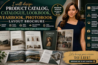 design product catalog catalogue lookbook, yearbook, photobook layout brochure