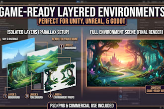 draw 2d game background, game environment and concept art for your game