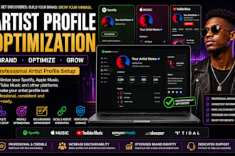 optimize your spotify, apple music, youtube music artist profiles professionally