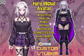 create custom furry vrchat avatar sfw fursona vtuber vrm vroid 3d model with fbt