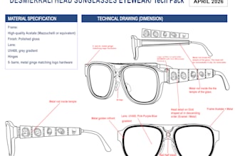 design eyewear tech pack for production
