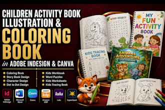 tracing book, dot to dot, character design coloring children book illustrations