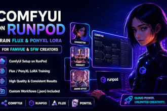 setup comfyui on runpod serverless, train flux or ponyxl lora for fanvue or nsfw