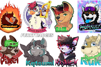draw furry ych furry badge art furry headshot fursona pfp stickers or emote pack