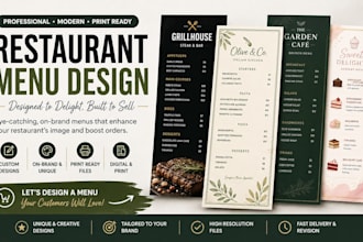 design professional restaurant menu or food menu cafe menu design