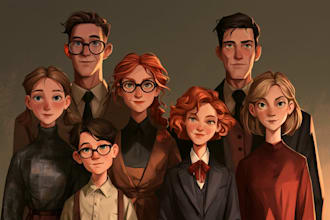 draw family portrait illustration