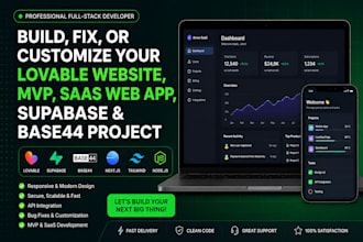 build, fix lovable website lovable dev lovable mvp saas webapp supabase base44