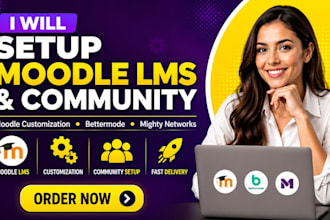 setup moodle lms, bettermode, mighty networks elearning website courses