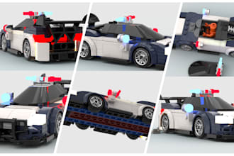 custom 3d lego moc, technic car, bike, ship, plane bricklink XML pdf instruction