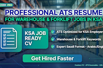 provide professional warehouse forklift logistics resume for ksa jobs