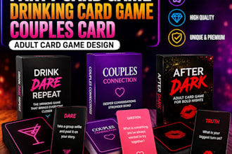 design party card game, drinking card game, couples and adult card deck