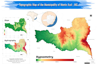 design a topographic or hypsometric relief map
