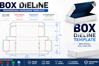 create custom packaging dieline, box template and print ready files