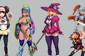 create nsfw pixel art pixel animation sprite sheet pixel art character