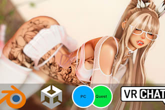 create custom vrchat avatar, 3d anime model, humanoid avatar, vr character