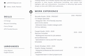 design ats friendly CV and resume in 24 hours
