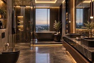 design a modern luxury bathroom interior in 3d
