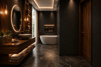 design a modern luxury bathroom interior in 3d