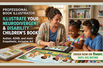 illustrate neurodivergent and disability children book autism and adhd themes