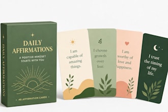 design printable affirmation cards, selfcare, card deck, motivational cards