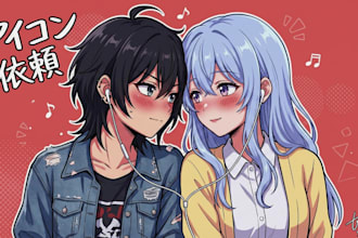 draw yuri or gl anime couple matching icons, game fanart, oc, sfw and nsfw art