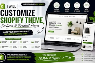 customize shopify theme, sections and product pages