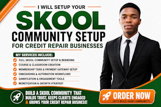 build a skool credit repair community and course setup