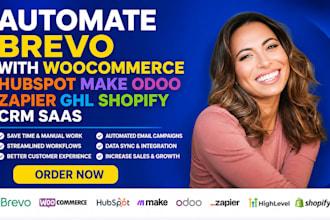 automate brevo with woocommerce hubspot make odoo zapier ghl shopify CRM saas