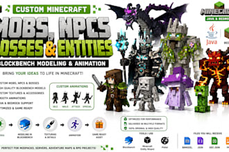 3d minecraft java bedrock custom mobs npcs bosses entities blockbench animation