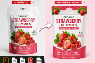 convert ai generated packaging design pouch label into print ready vector files