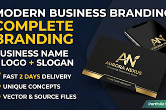 create modern business name, logo design, and tagline for your brand