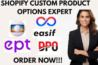 setup shopify custom product options easyflow easify pc infinite globo zepto dpo
