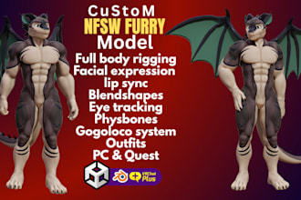 make 3d furry vrchat avatar custom furry nsfw model 3d vtuber model vrm vseeface